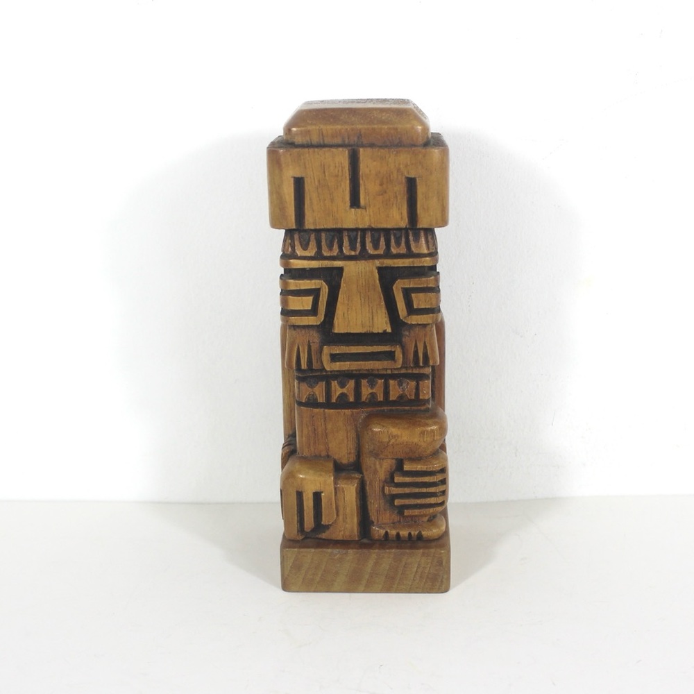 Vintage Tiki Totem Statue, 10.5" Sculpture Hawaiian Tiki God Polynesian Pop Luau